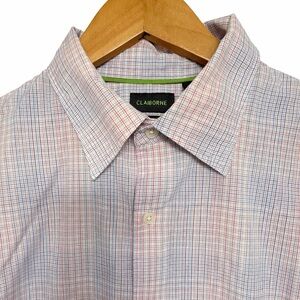 Claiborne Premium Fit Mens Large Plaid Button Down Shirt Cotton Long Sleeve
